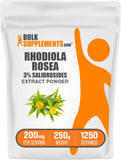 BulkSupplements envase frontal de Rhodiola en polvo, claridad de producto