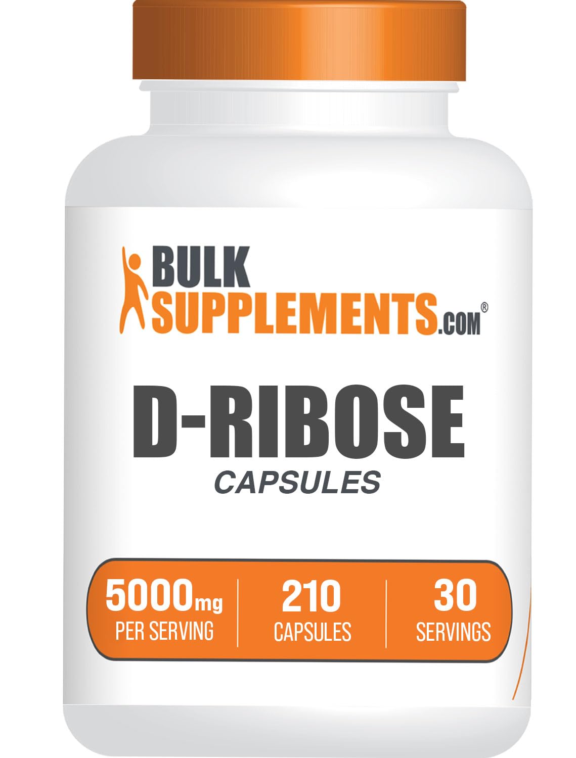 BulkSupplements envase frontal de D-ribosa mostrando etiqueta clara y dosis