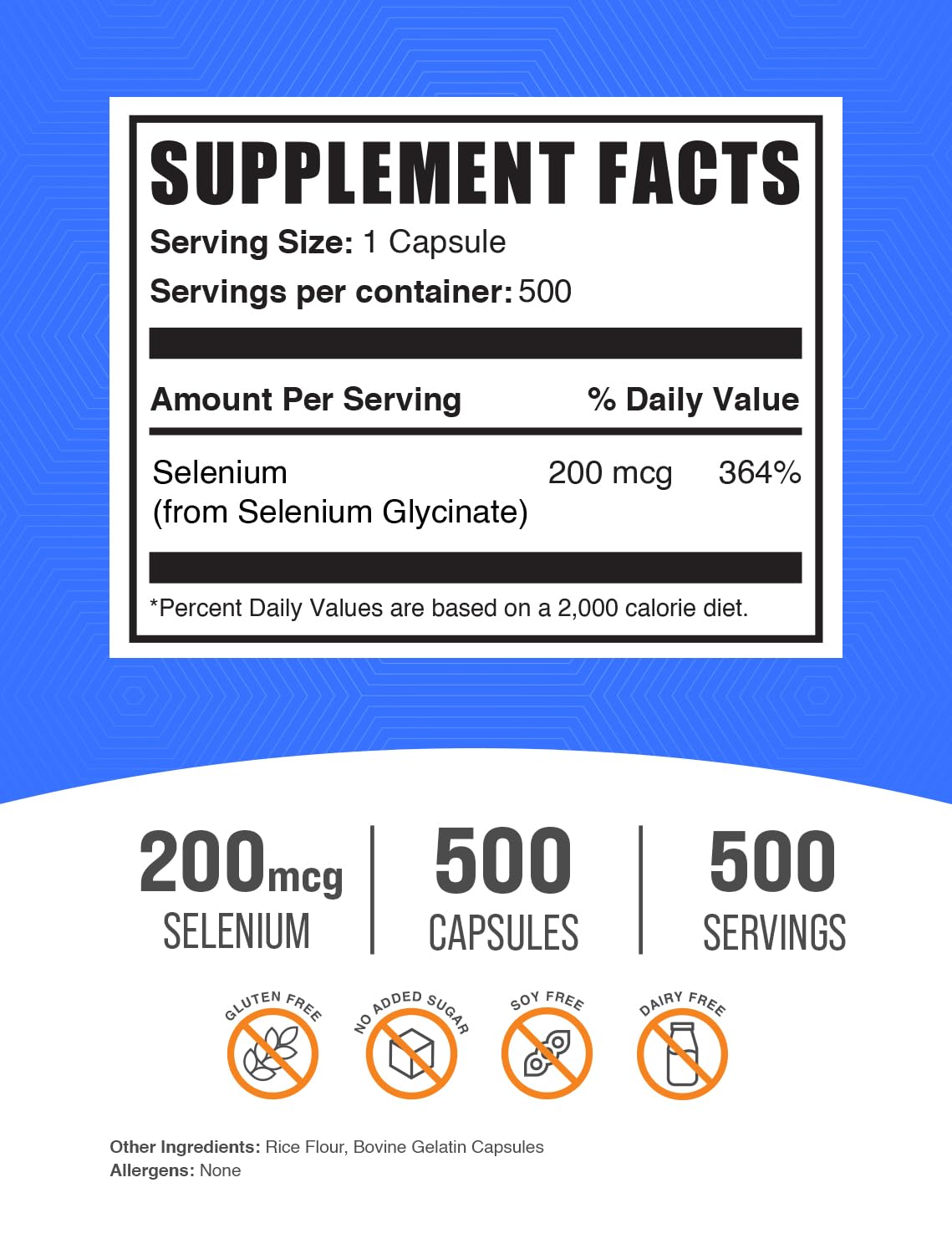 BulkSupplements primer plano de una cápsula de Selenium Glycinate destacando tamaño fácil de tragar