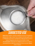 BulkSupplements envase de 250 g junto a medidas para comparar duración