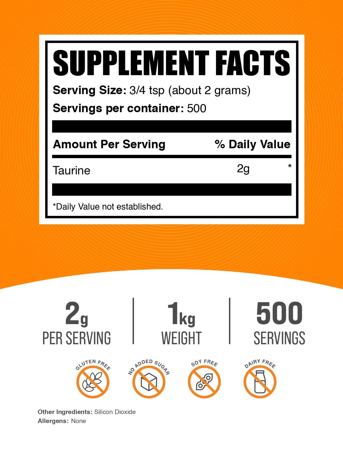 BulkSupplements primer plano de textura de polvo de taurina, pureza y mezcla fácil