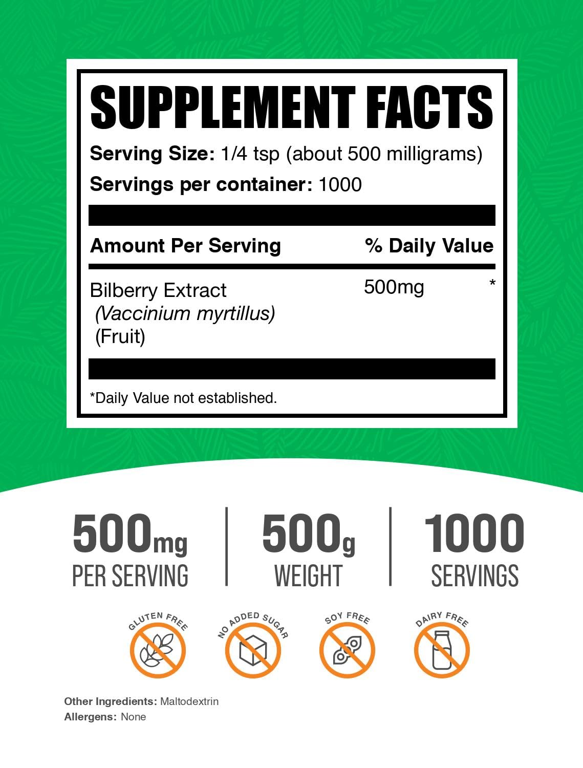 BulkSupplements textura fina del polvo de arándano, fácil mezcla y dosificación