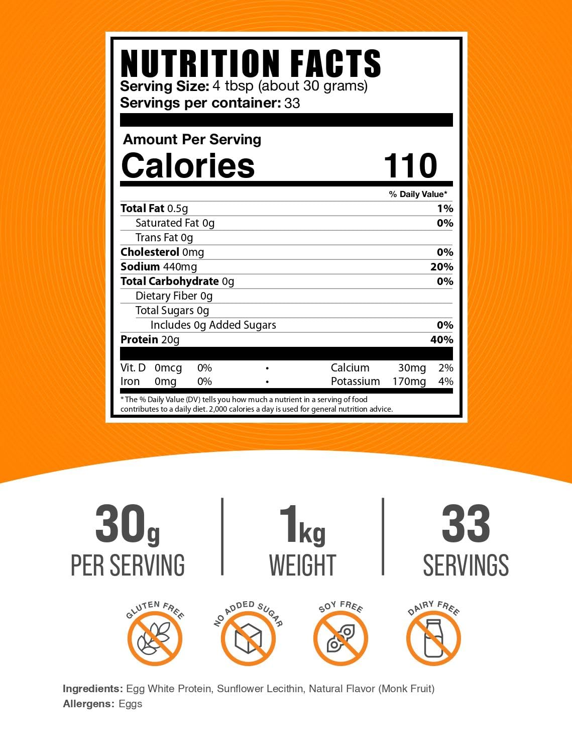 BulkSupplements textura del polvo de clara de huevo, mezcla homogénea fácil