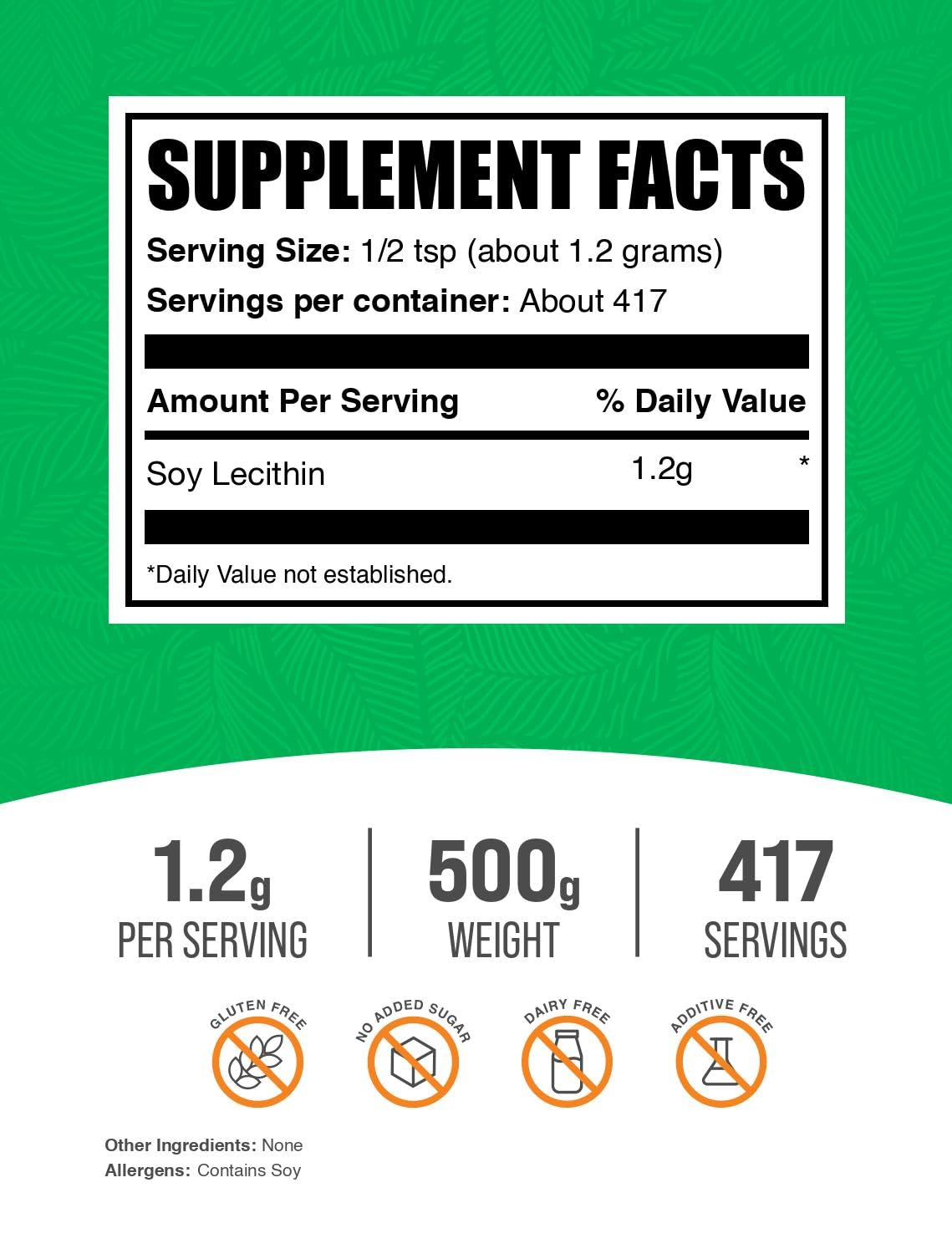 BulkSupplements textura en polvo de lecitina, fácil de mezclar en bebidas