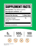 BulkSupplements primer plano de la textura del polvo de arándano mostrando finura y mezcla fácil