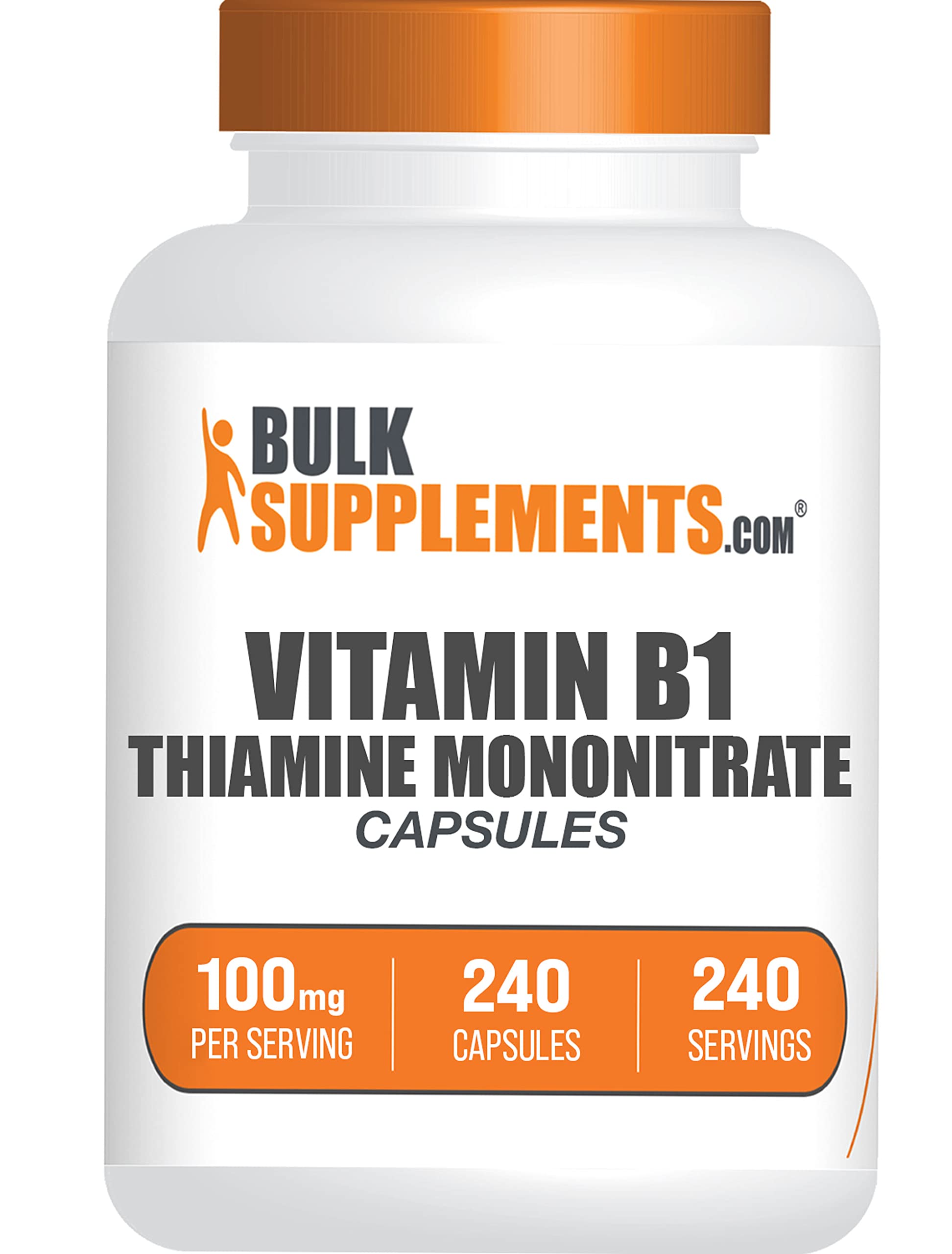 BulkSupplements frasco frontal mostrando 240 cápsulas y claridad de etiquetado