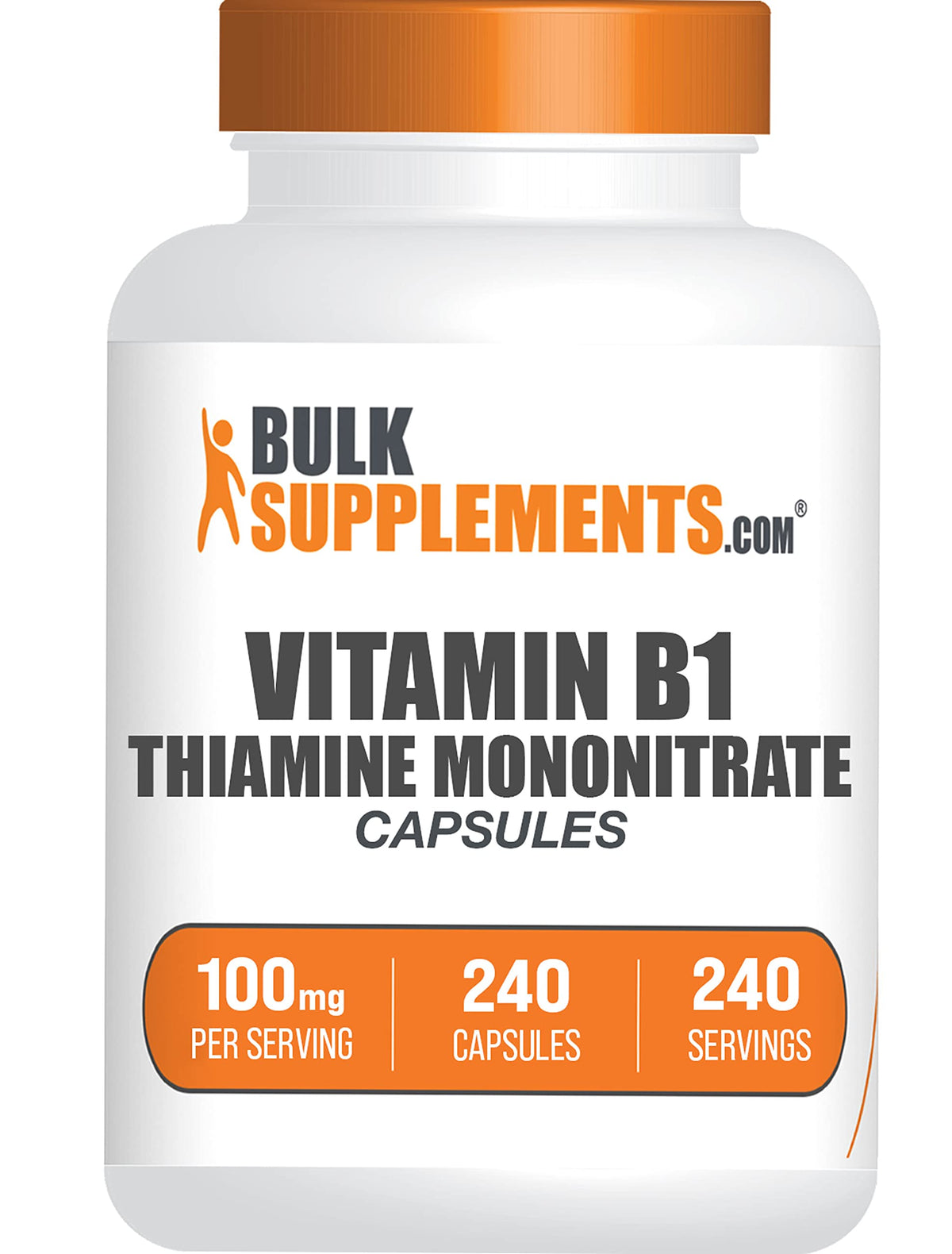 BulkSupplements frasco frontal mostrando 240 cápsulas y claridad de etiquetado