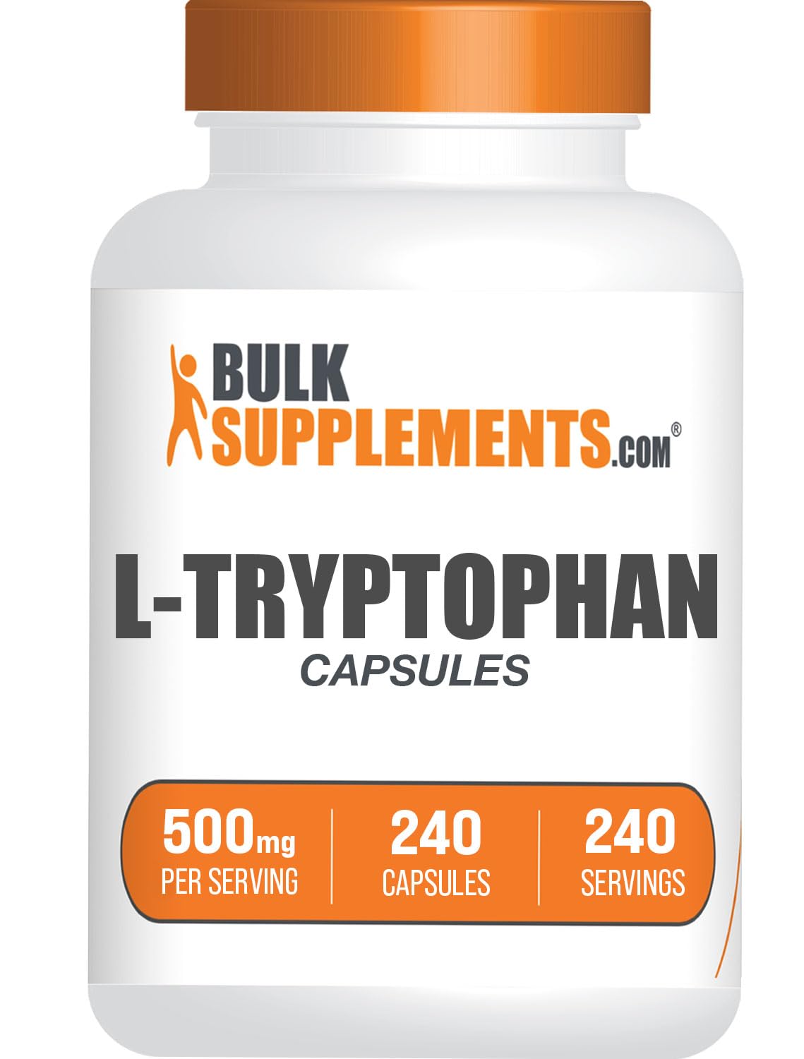 BulkSupplements frasco frontal mostrando 240 cápsulas y tamaño práctico