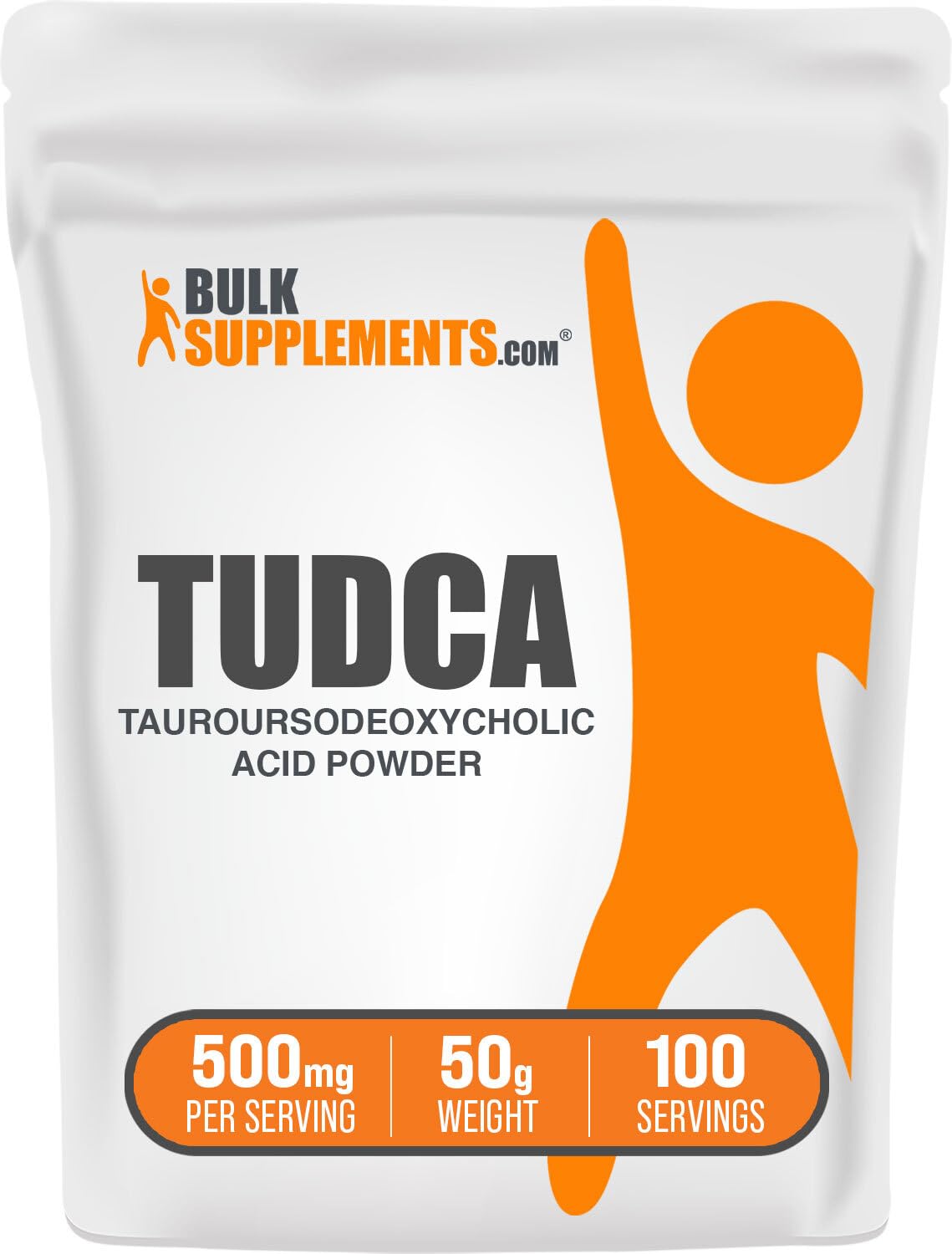 BulkSupplements envase frontal de TUDCA mostrando informaciF3n y beneficio de pureza