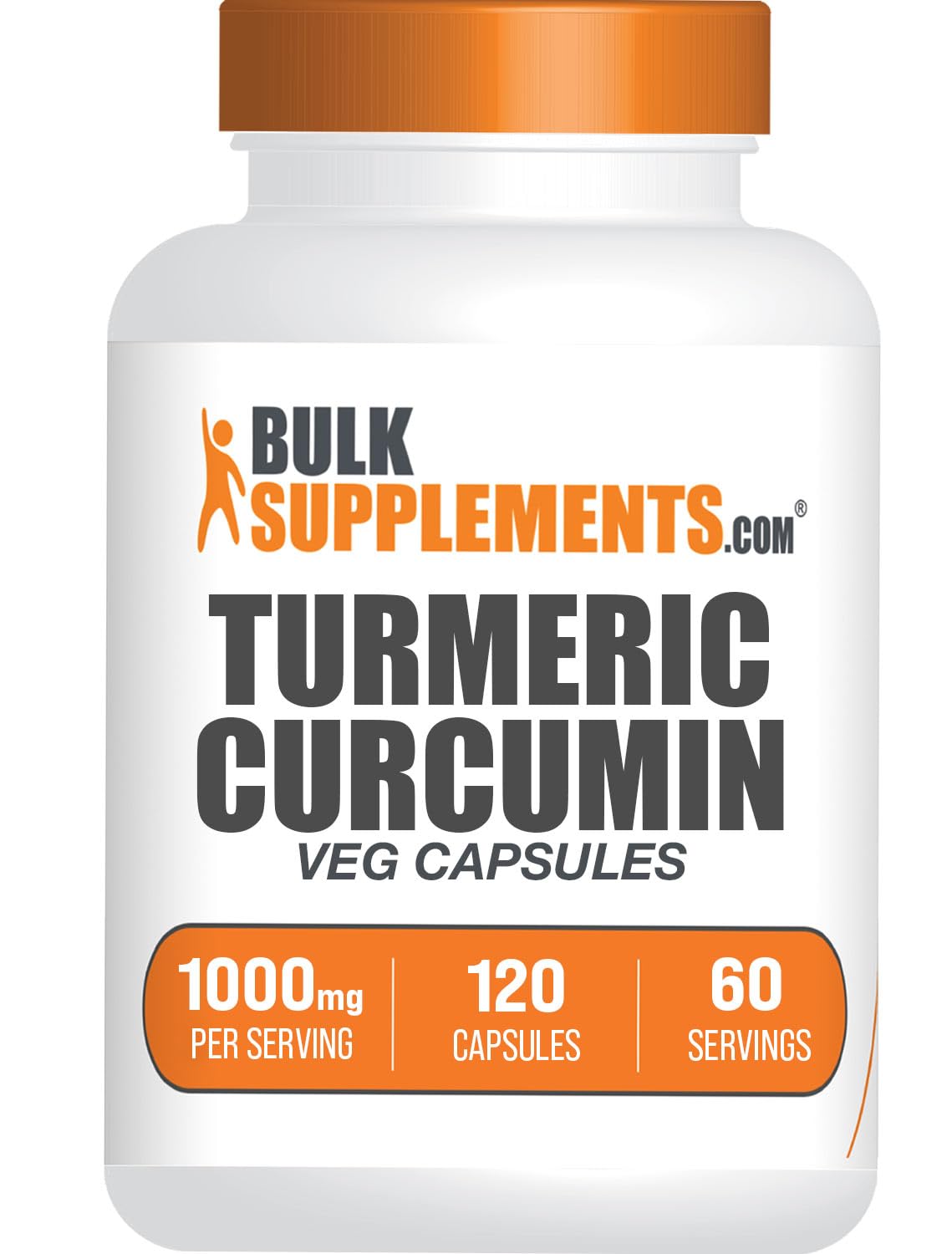 Imagen del envase frontal BulkSupplements Turmeric con etiqueta clara y beneficios visibles
