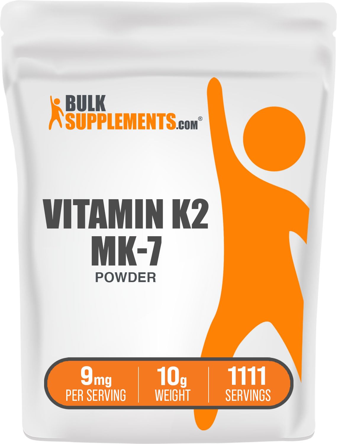 BulkSupplements envase frontal de Vitamin K2 MK-7 mostrando presentación y cantidad