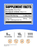 BulkSupplements detalle de la textura en polvo de K2 que facilita mezcla rápida