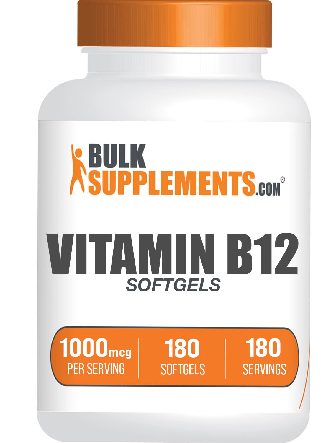 BulkSupplements frasco frontal de Vitamina B12 1000 mcg mostrando cantidad y formato