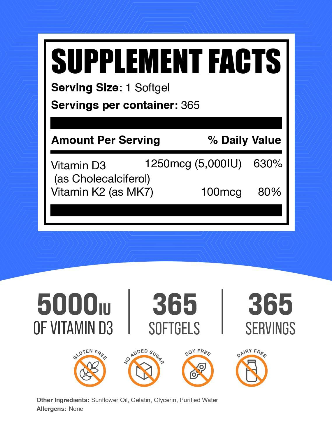 BulkSupplements primer plano de softgel D3 K2 destacando textura y facilidad de deglución