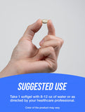 BulkSupplements comparación del tamaño del softgel frente a una moneda, visual de escala