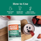 bulletproof colágeno sin sabor añadido a un batido verde para nutrición post-entrenamiento