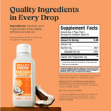 Bulletproof aceite MCT vertido mostrando textura clara y pura