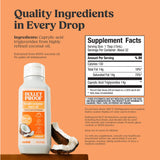 Bulletproof gota de aceite MCT que muestra textura líquida y claridad