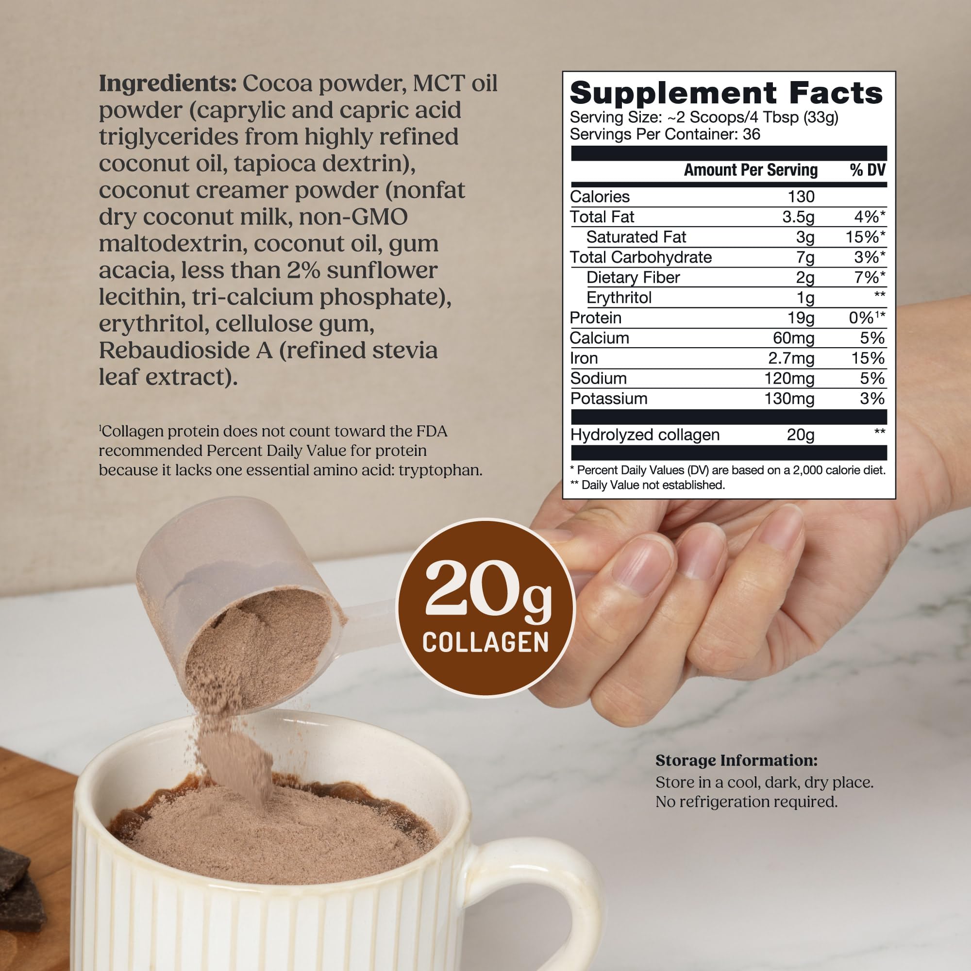 Bulletproof detalle de la etiqueta con ingredientes destacados