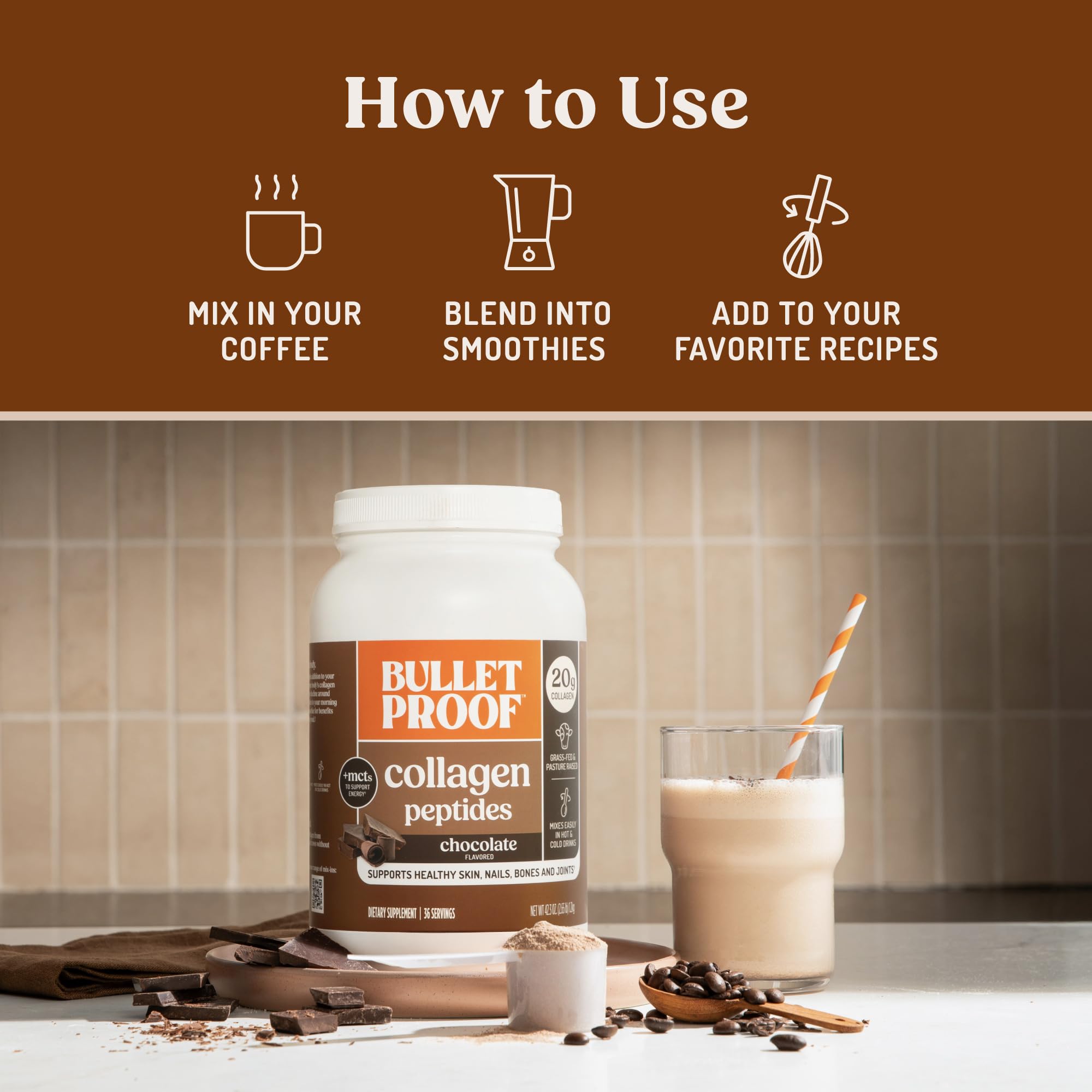 Bulletproof batido de frutas con colágeno para aporte proteico