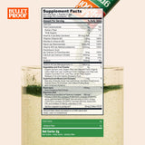 Bulletproof textura del polvo Greens cerca para mostrar finura y mezcla fácil
