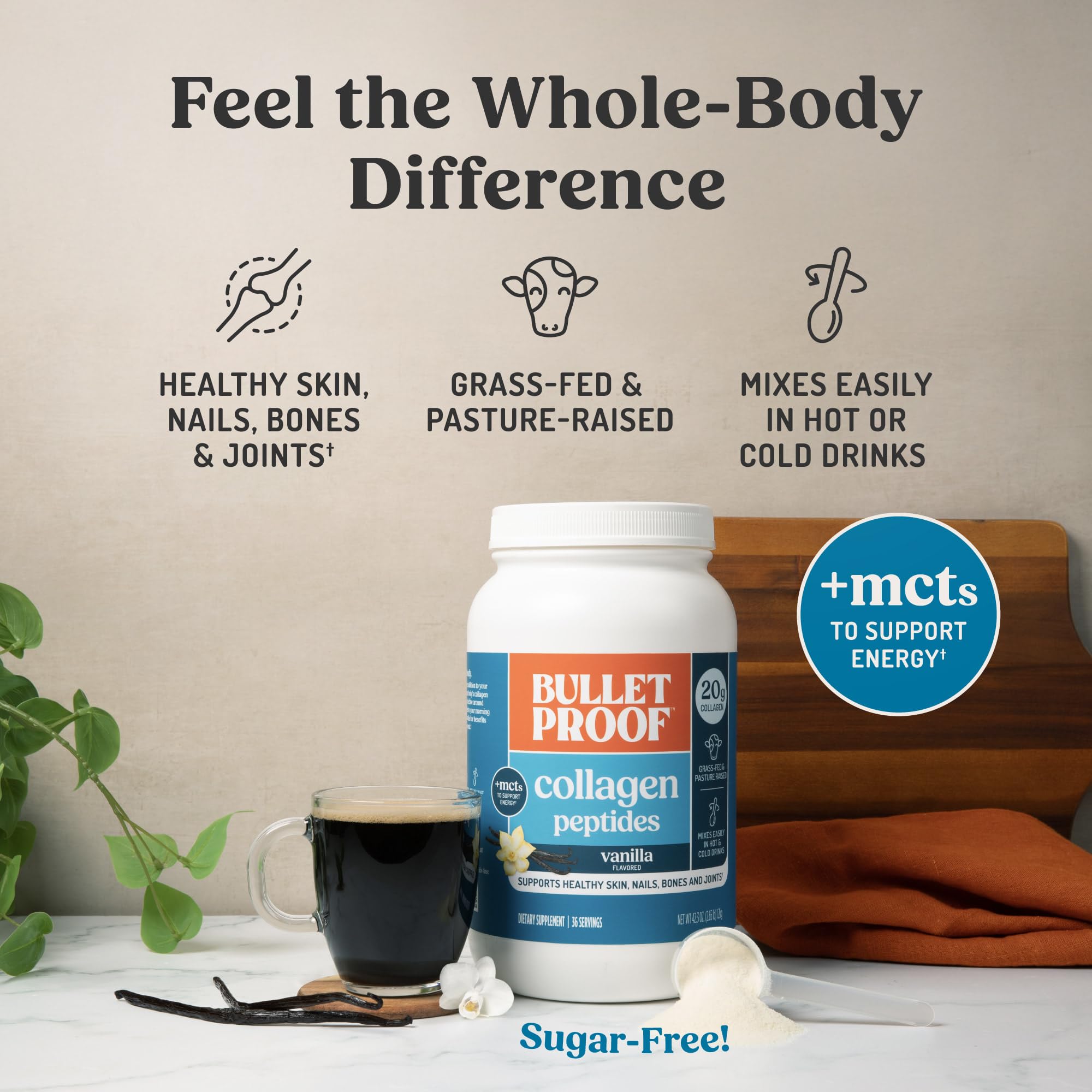 Bulletproof mezcla en café lista para beber con energía sostenida