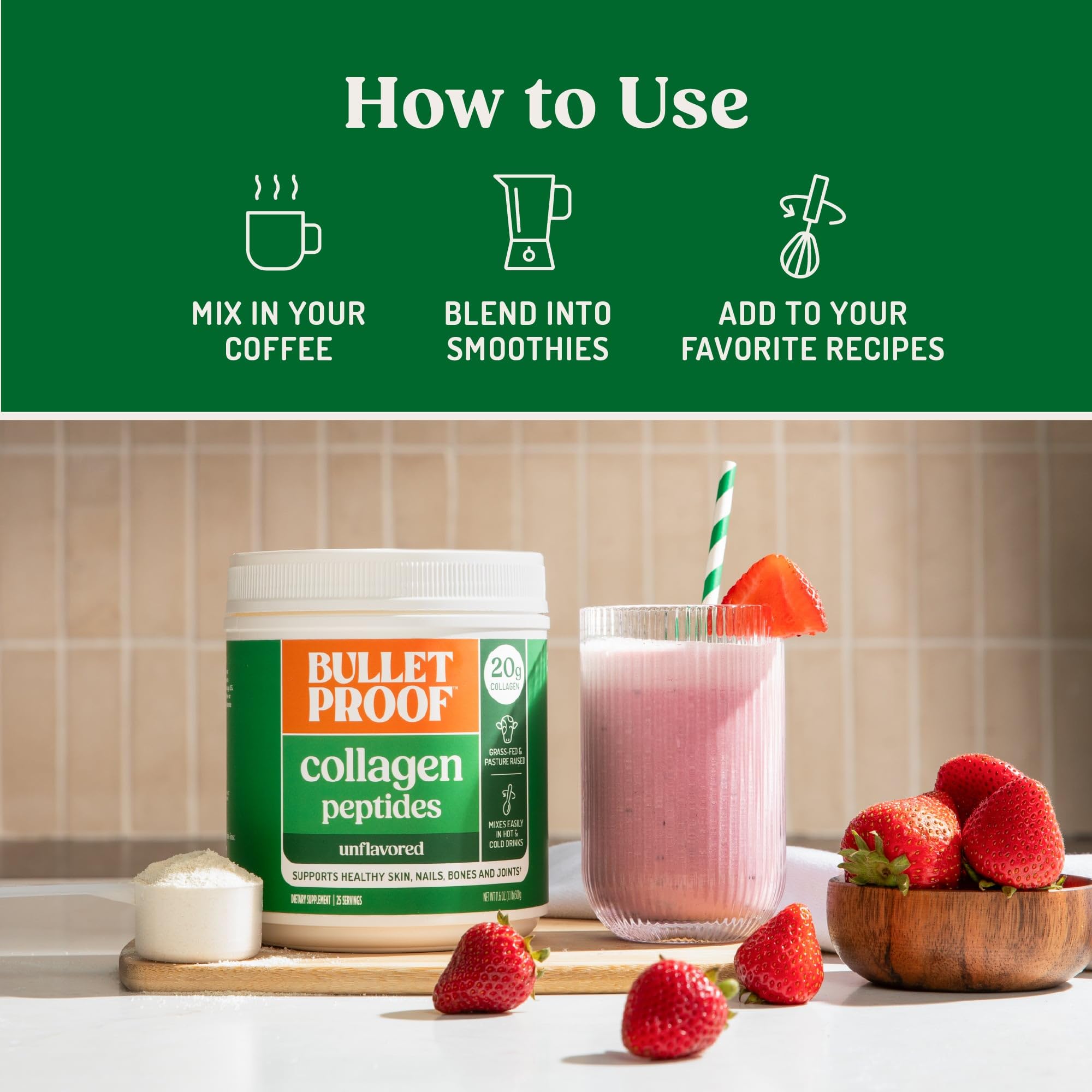 Bulletproof etiqueta del envase enfocada en certificados y origen grass-fed