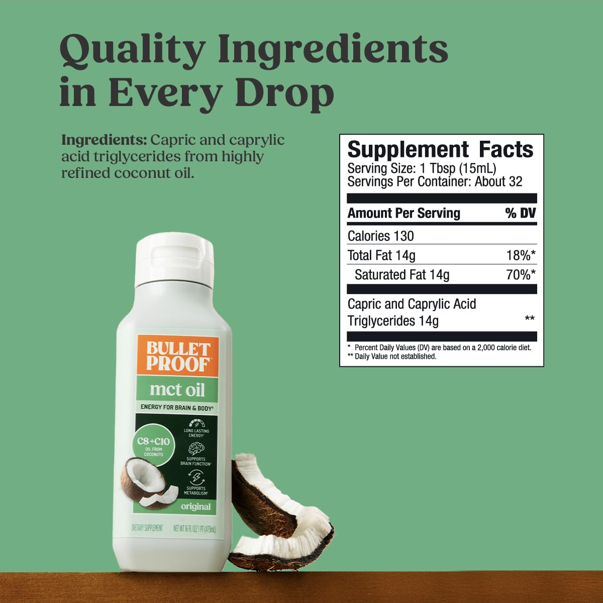 Bulletproof etiqueta nutricional legible, transparencia en ingredientes y procesos