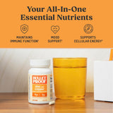 Bulletproof etiqueta con ingredientes y dosis para verificar composición