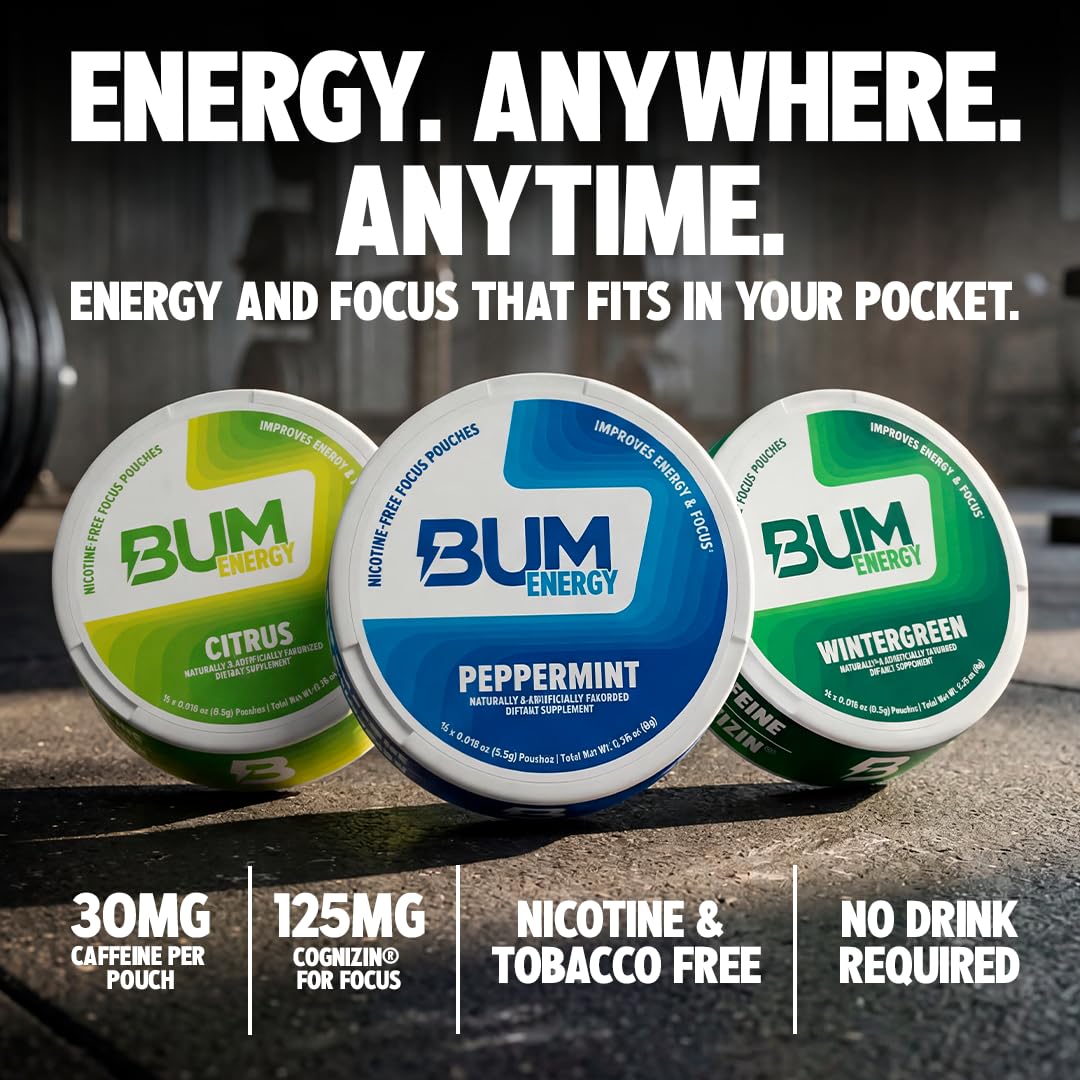 Bum Energy pouch en mano demuestra tamaño práctico y discreción