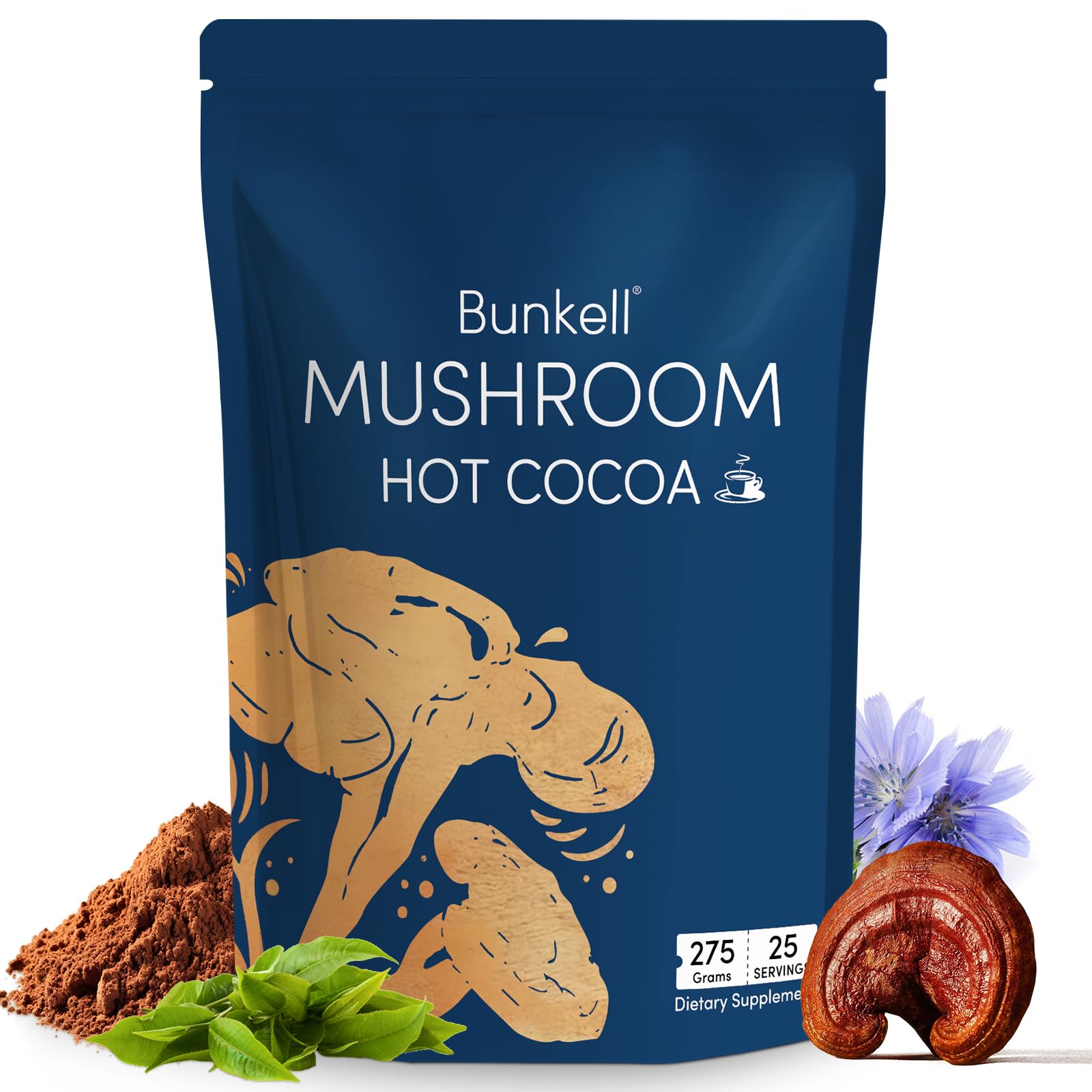 Bunkell caja frontal del producto mostrando 25 porciones y diseño