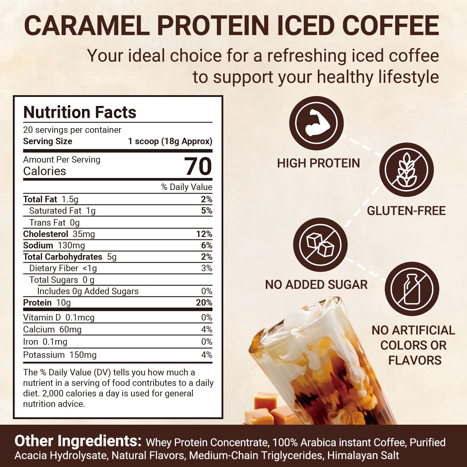 Buporai etiqueta con información nutricional para verificar proteínas y cafeína