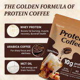 Buporai vaso con hielo preparado como café proteico frío y refrescante
