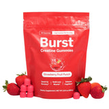 Burst Creatine frasco frontal mostrando 90 gominolas y sello cGMP