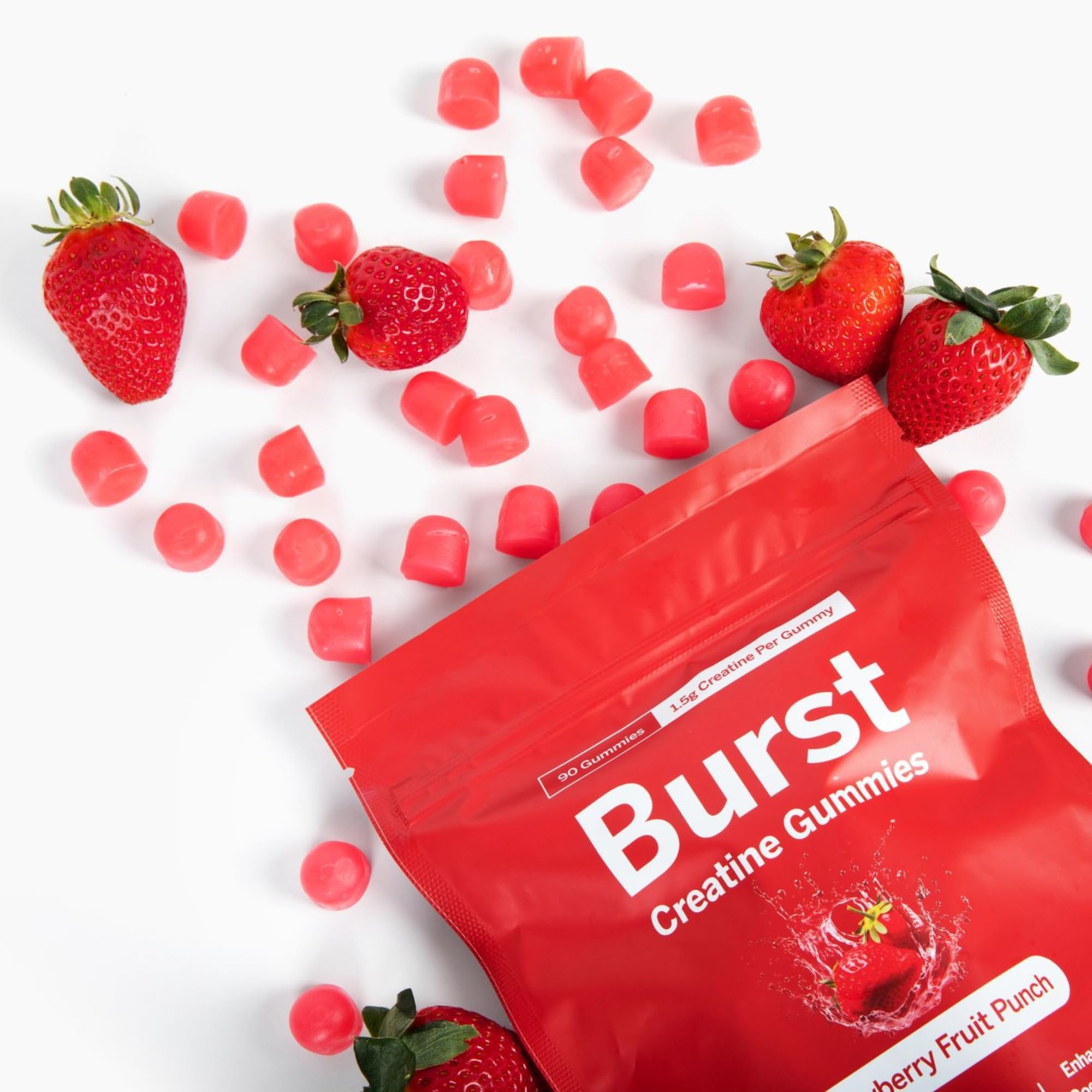 Gominolas Burst Creatine en mano listos para consumo y fácil dosificación