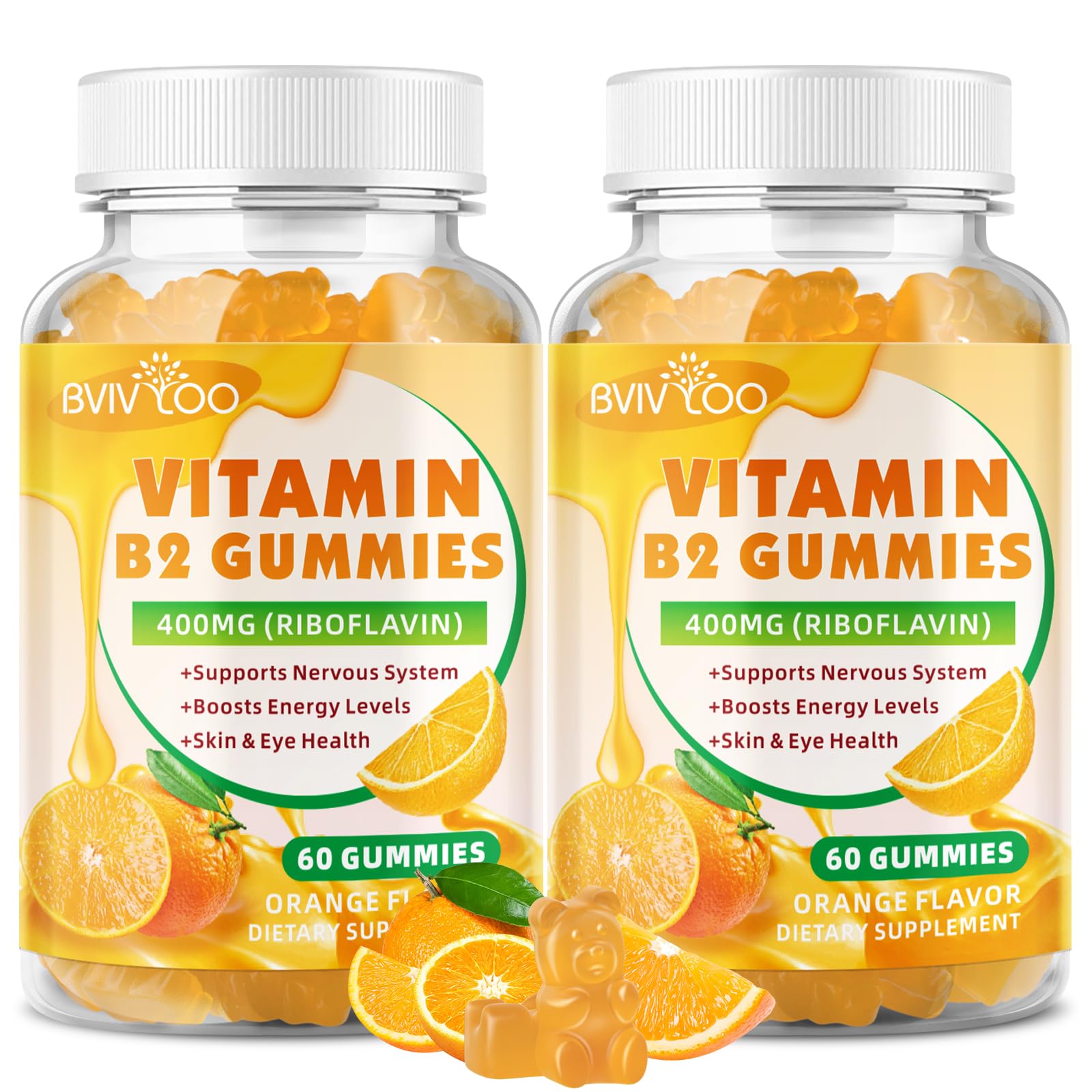 BVIVLOO frasco frontal que muestra 120 gomitas y beneficios visibles