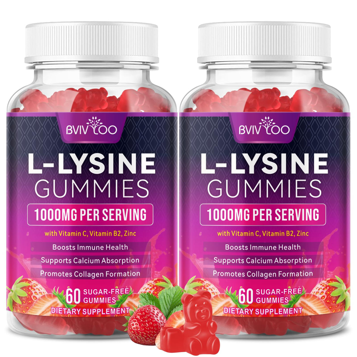 BVIVLOO envase frontal mostrando 2 pack y 120 gominolas, cómodo y claro
