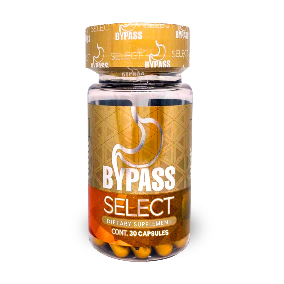 Generic Bypass Select empaque frontal mostrando 30 cápsulas y beneficios visibles