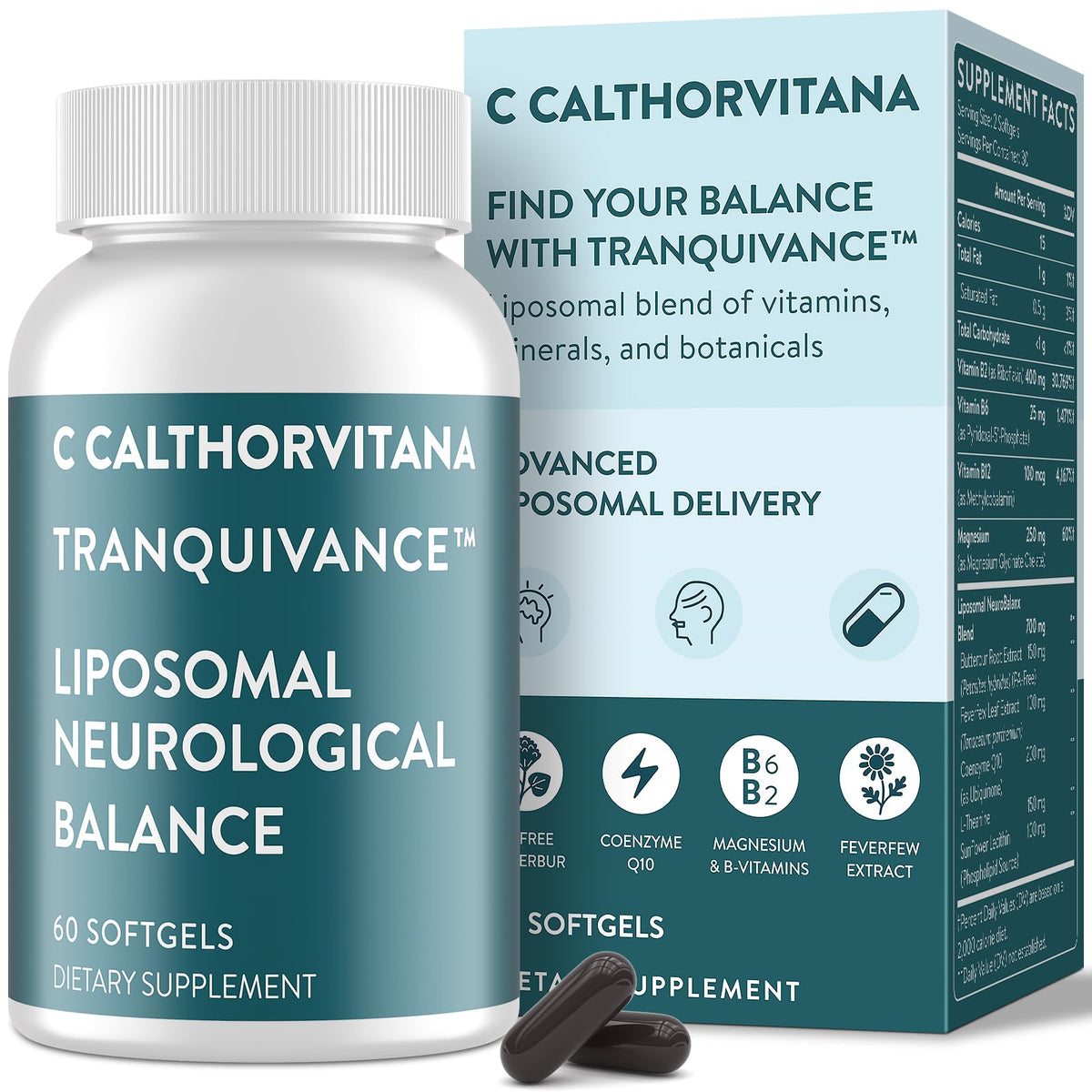 C Calthorvitana frente del empaque mostrando 60 softgels y beneficios diarios