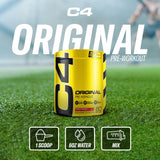 C4 Cellucor lata y caja con diseño, información de 30 servicios visible