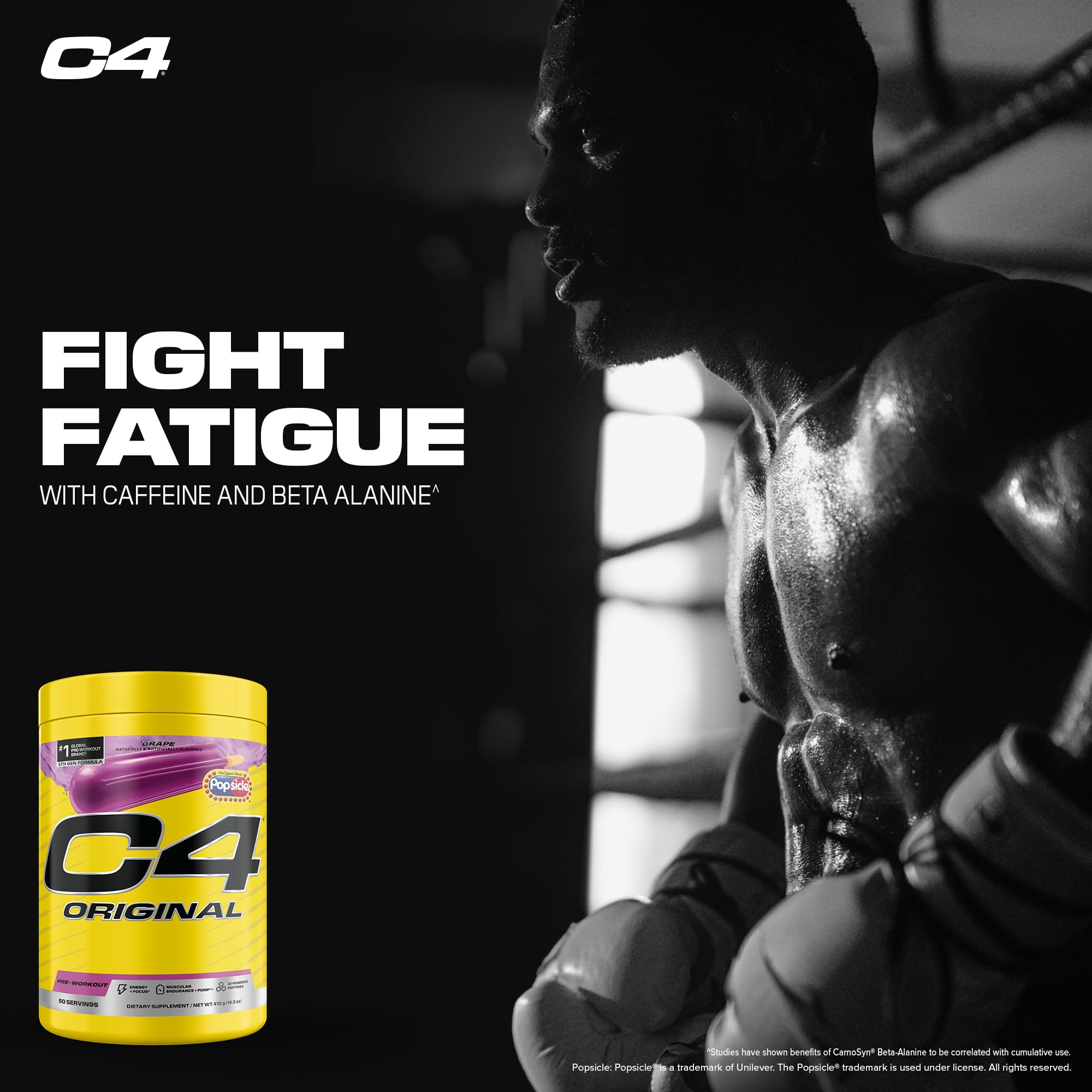 C4 Cellucor cucharada de servicio comparada con una moneda mostrando tamaño real