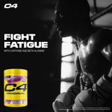 C4 Cellucor cucharada de servicio comparada con una moneda mostrando tamaño real