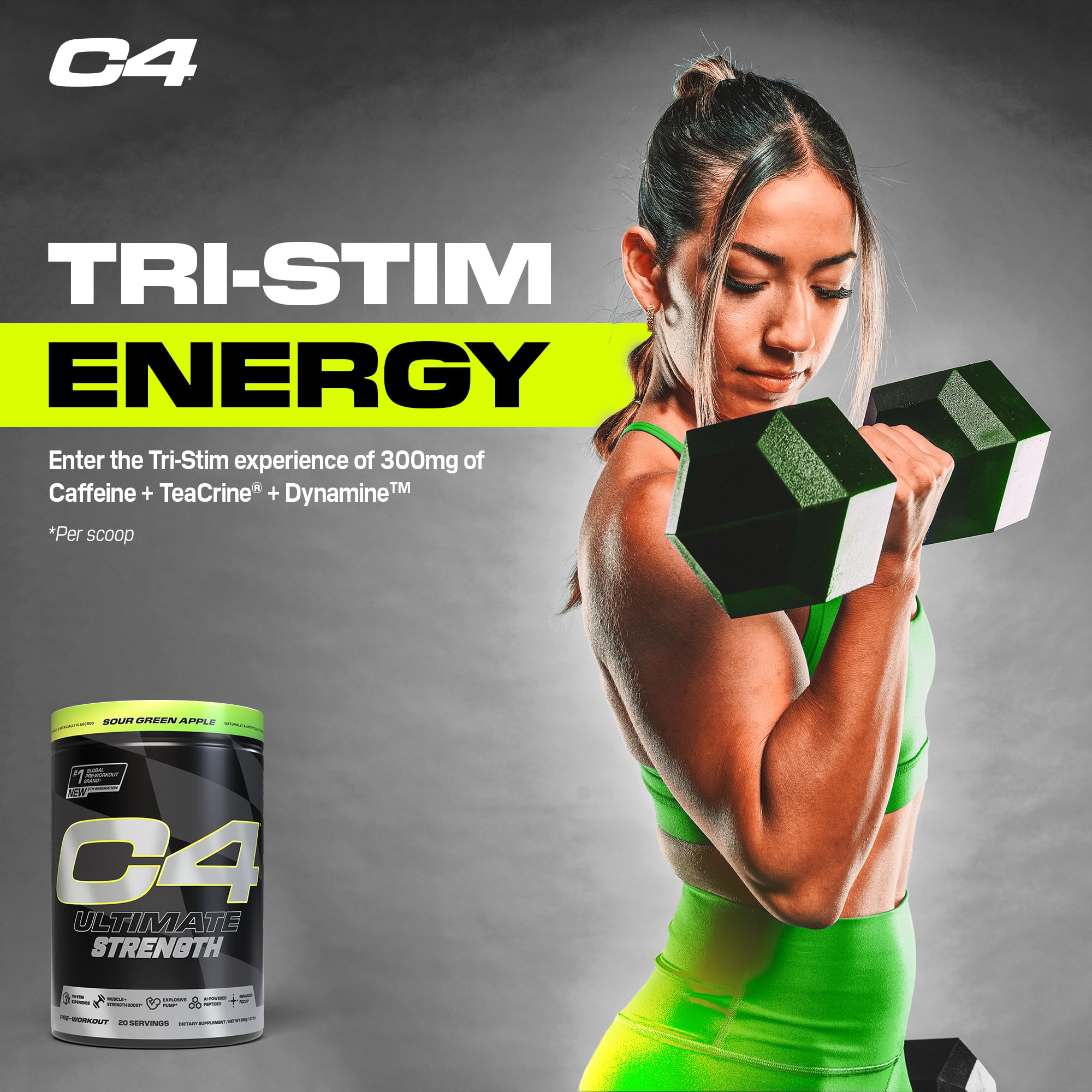 C4 Cellucor bote en mano para comparar tamaño y servicios, práctico para llevar