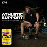 C4 Cellucor mezclado en vaso con hielo listo para beber antes del entrenamiento