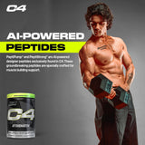 C4 Cellucor en uso durante sesión de gimnasio, mejora concentración y potencia