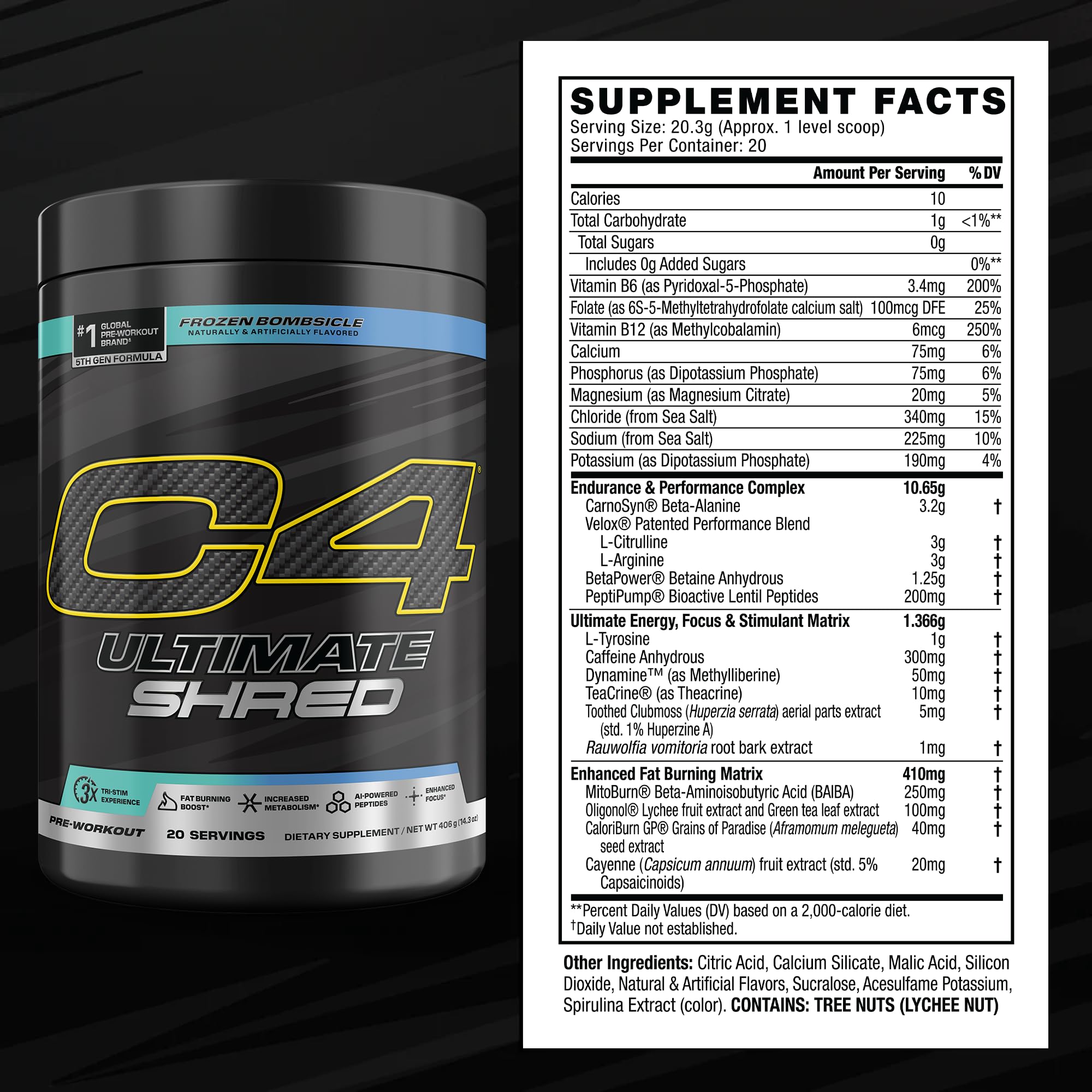 C4 Cellucor mezcla en vaso con hielo, preparación lista para entrenar con energía