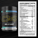 C4 Cellucor mezcla en vaso con hielo, preparación lista para entrenar con energía