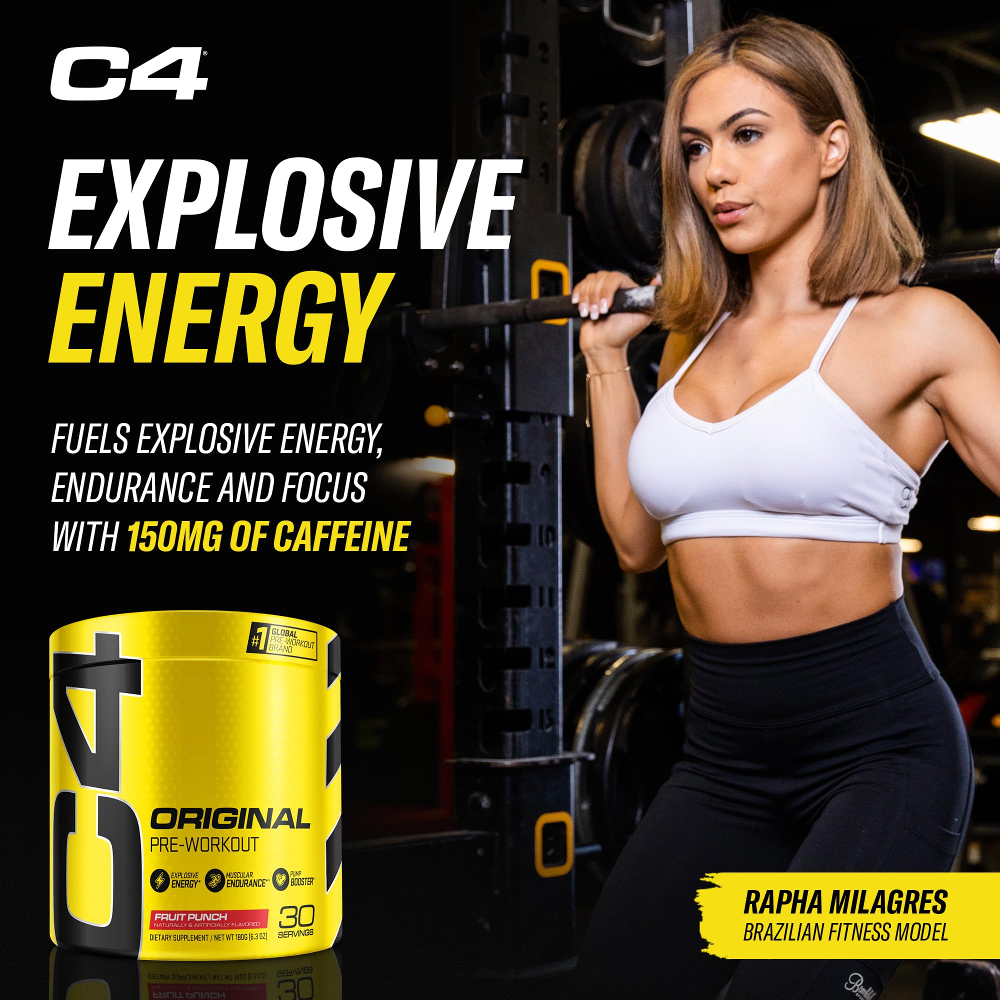 C4 Cellucor comparación de tamaño del scoop y envase, control de porciones