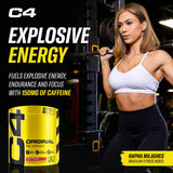C4 Cellucor comparación de tamaño del scoop y envase, control de porciones