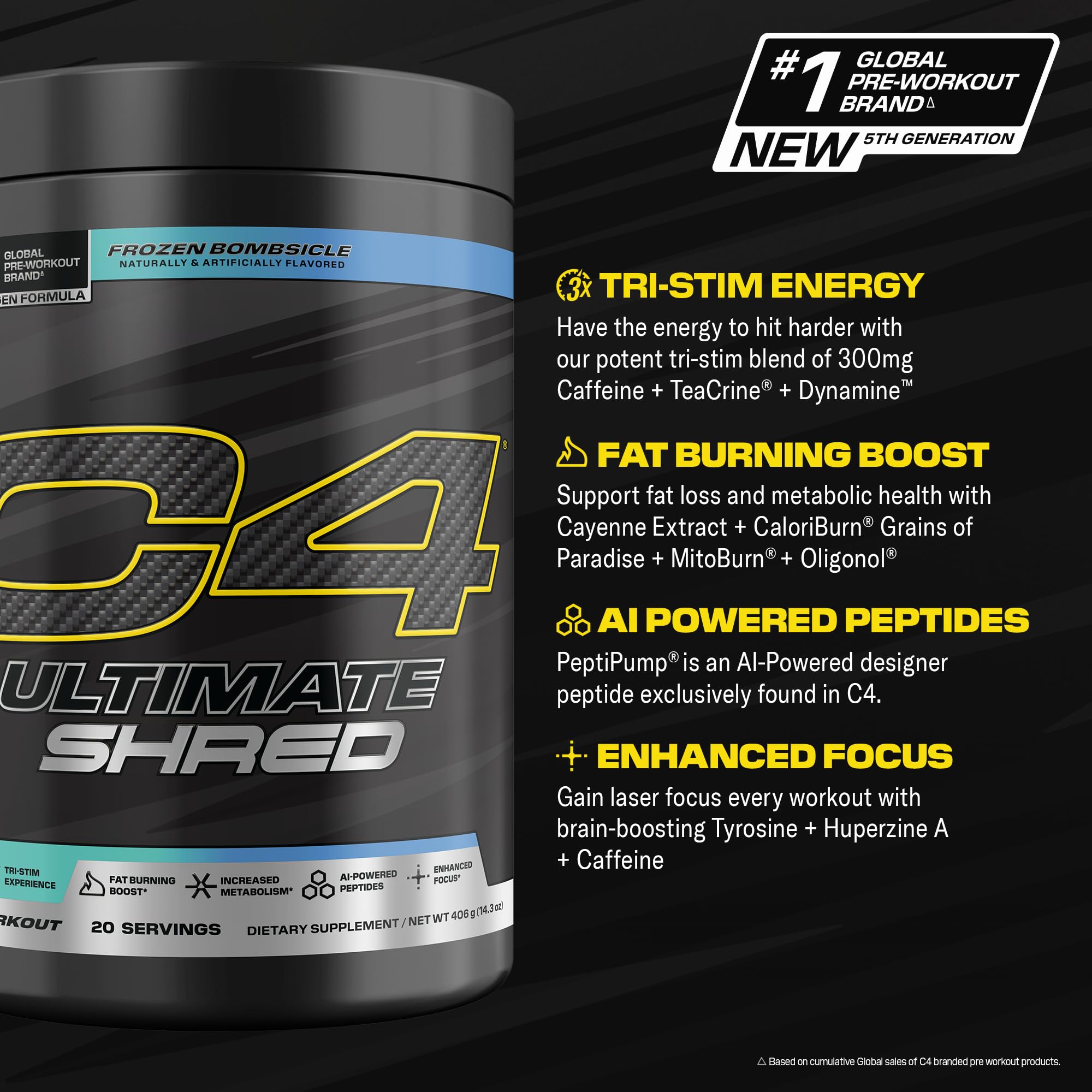 C4 Cellucor detalle de polvo en cuchara, textura fina para disolución rápida
